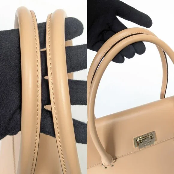 KATE SPADE Leather Gold Clasp Harwood Place Sinclair Nude Hand Bag - Picture 10 of 16